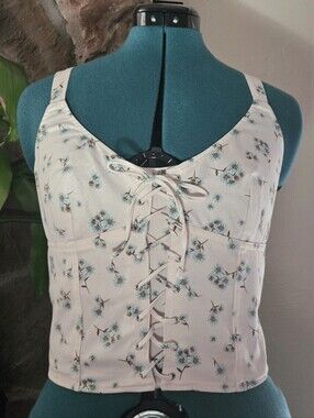 Victoria's Secret Floral Lace-Up Bustier Corset Top - Milkmaid x Dollette Fairy